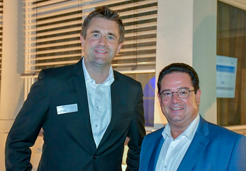 MITtelstandsforum 19. September 2018 Markus Eimecke (l., Seeliger Bank) und Mike Hübner (Proficon Immobilien) trafen sich zu Gesprächen.